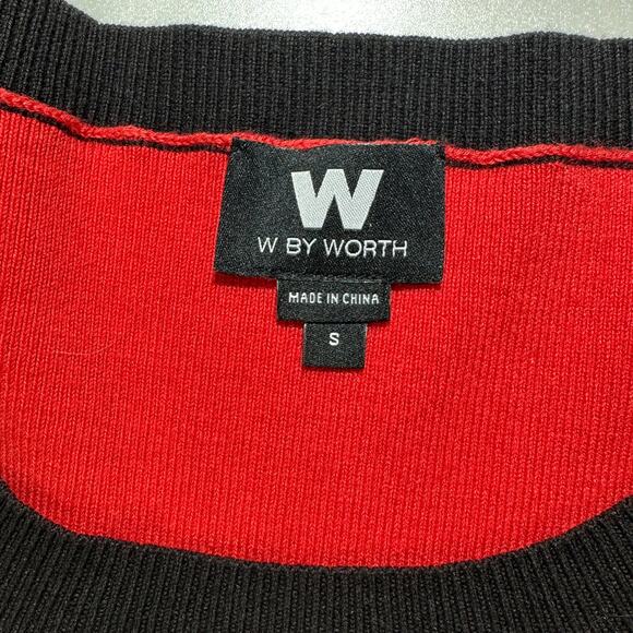 W by Worth Color Block Striped Scoop Neck Sweater Women Small Pop of Color - Picture 2 of 8